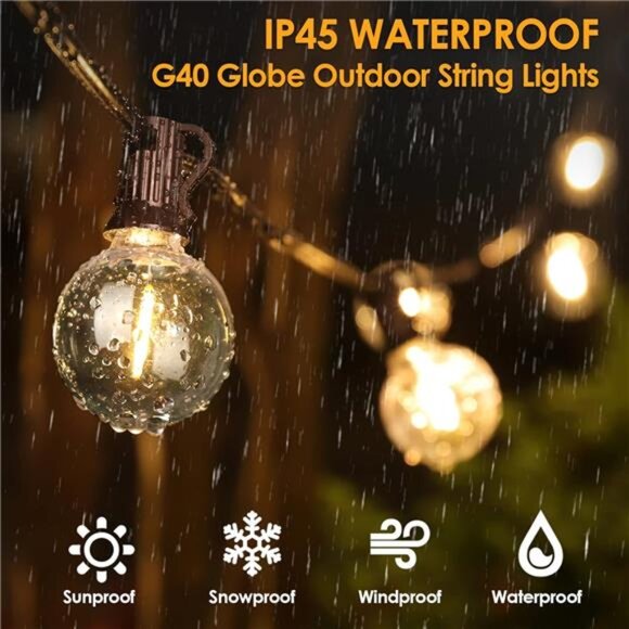 50Ft LED Outdoor String Lights G40 Globe Dimmable Patio Light, Waterproof - Picture 3 of 6